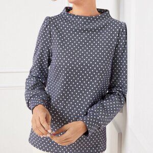 Talbots Funnel Neck Top Sparkle Dot Jacquard Size LP